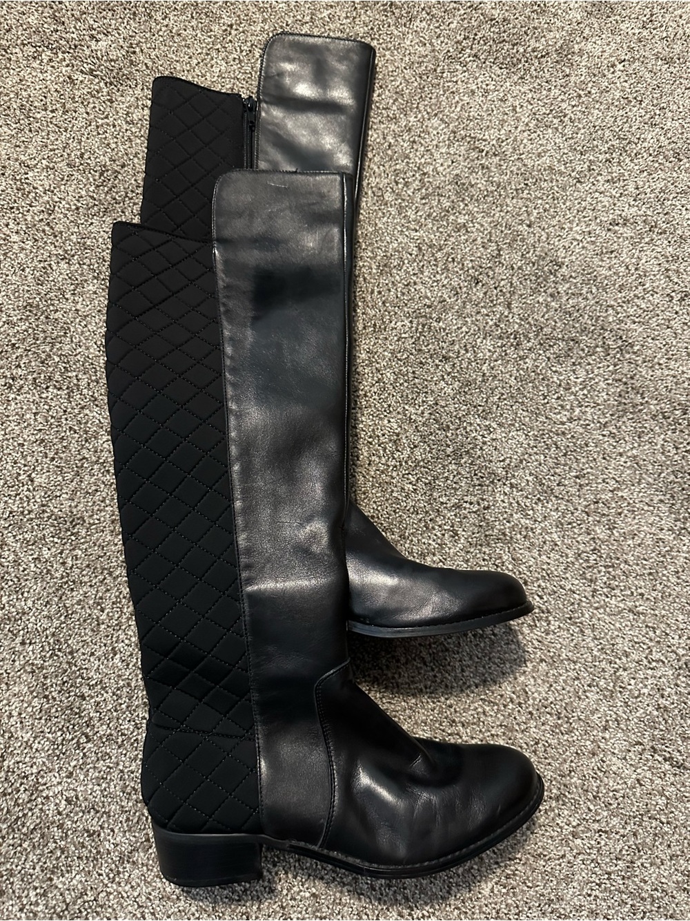 Charles by Charles David Black Quilted Leather Riding Boots Women’s 7.5 Knee
